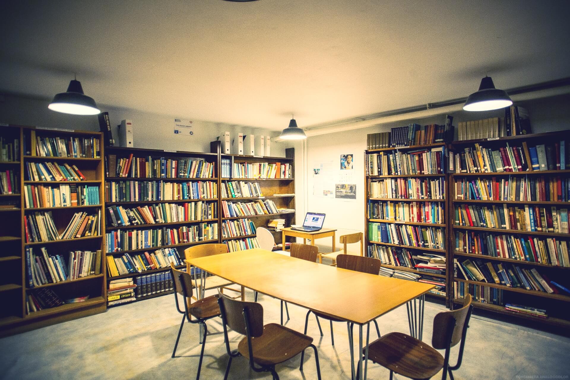 Folk high school library at Internatioal People's College in Denmark 1