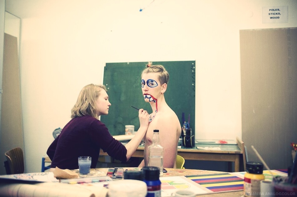 Folk high school arts and craft class at International people's College in Denmark - facepaint by paige - photos by Nam