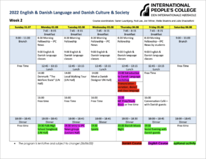 2022 English & Danish Language and Danish Culture & Society week 2