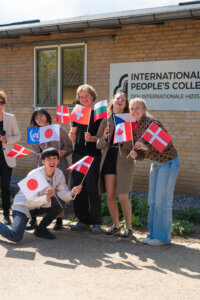 Jubilee international students celebrating at international people's college a folk high school in Denmark