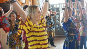Jubilee and Peace Festival students performing african drum n´ dance international people's college a folk high school in Denmark